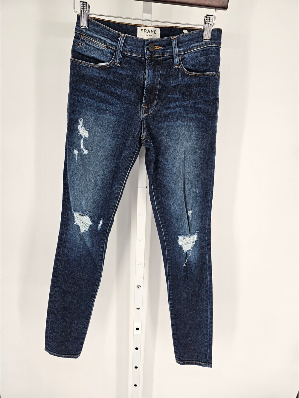 FRAME Denim Womens Sz 25 Le High Skinny Distressed Blue Jeans Dark Wash